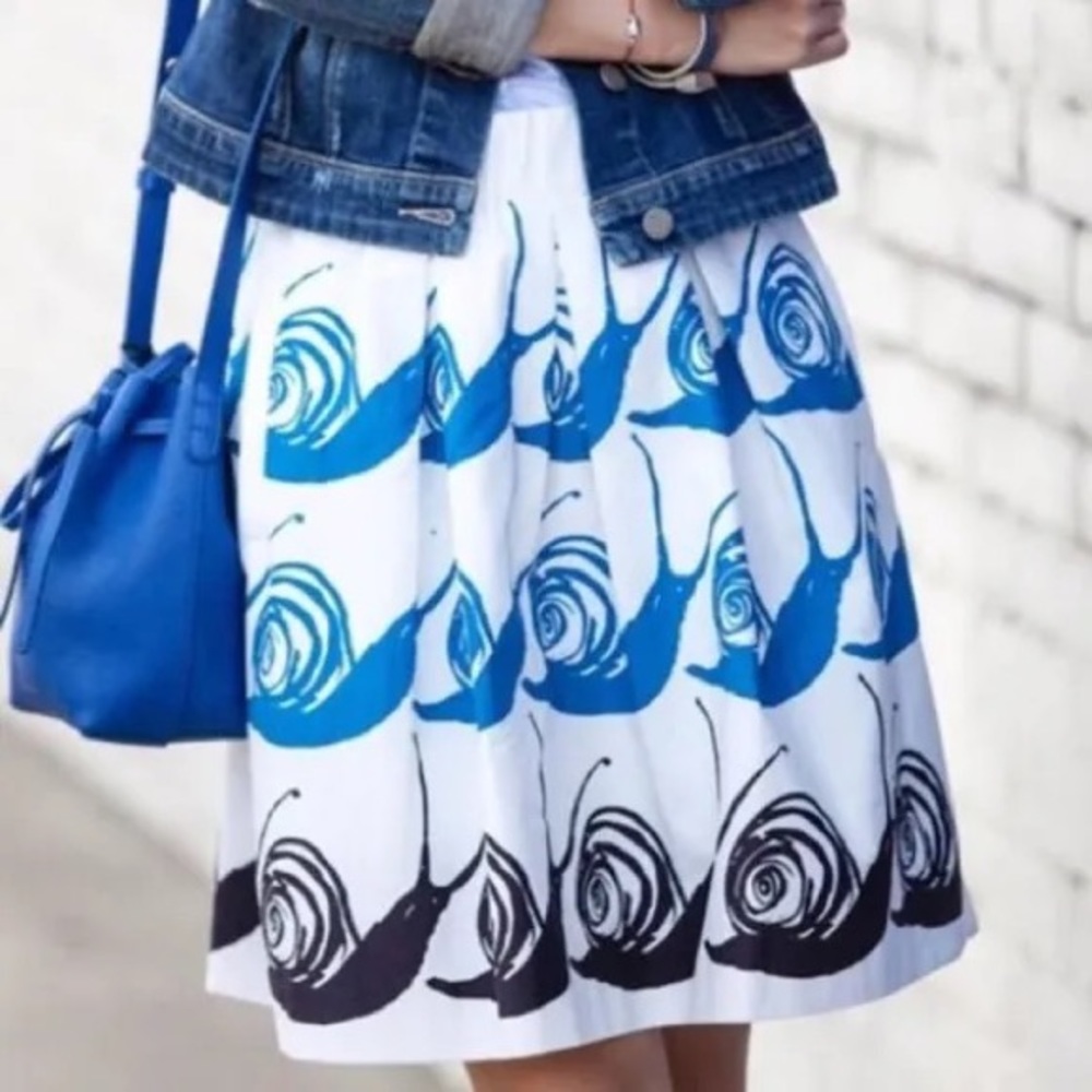 Anthropologie Skirts | Maeve | Snail Print Skirt | Color: Blue | Size: Large